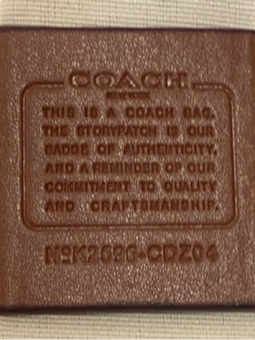 Coach Pink and Cream Signature Canvas Tote with Bear Charm - Picture 6 of 6